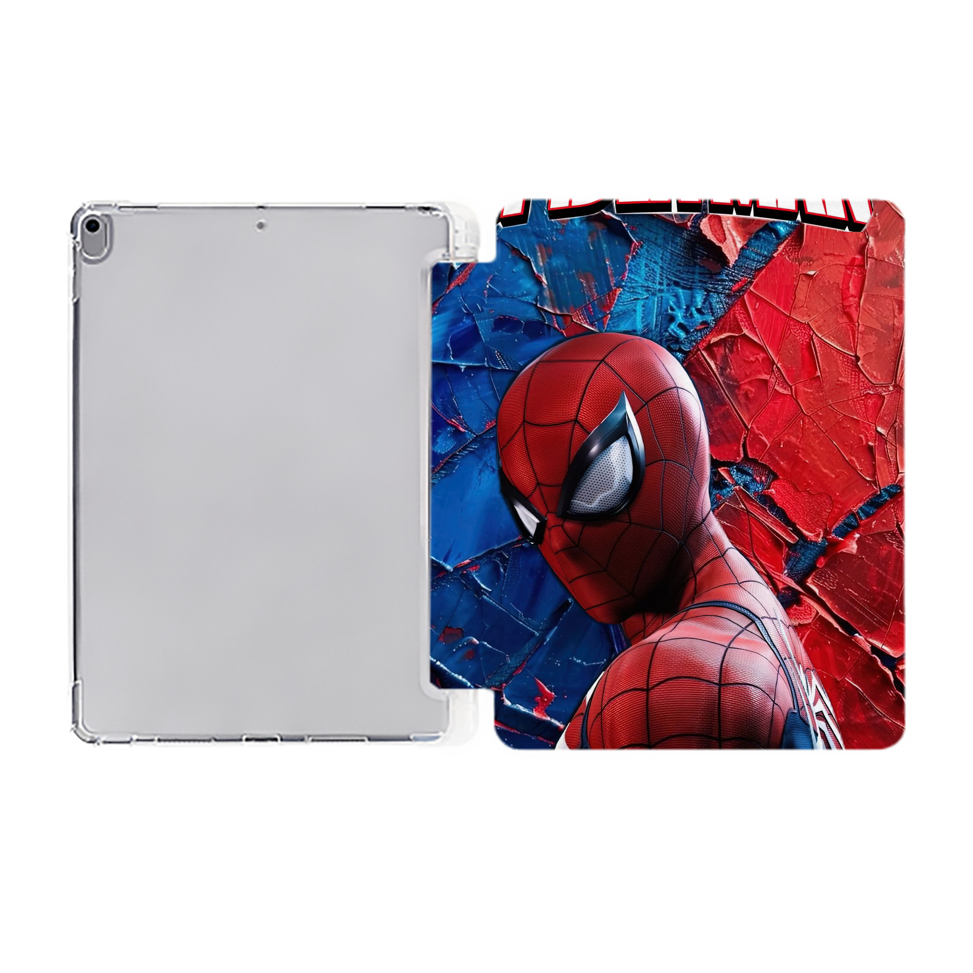 Spider Man スパイダーマン IPad ケース ペン収納付き 三つ折りスタンド PUレザー×シリコン 対応機種9.5/10.5/10.9インチ